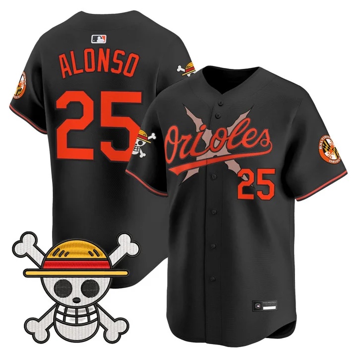 Men's Baltimore Orioles x One Piece Vapor Premier Limited Jersey BLACK#25 PETE ALONSO