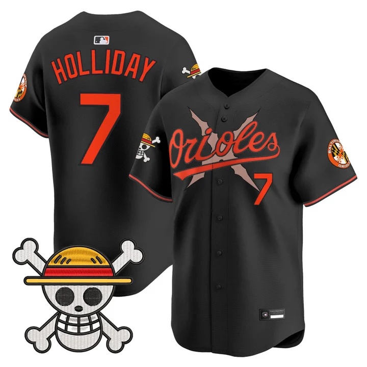 Men's Baltimore Orioles x One Piece Vapor Premier Limited Jersey BLACK#7 JACKSON HOLLIDAY