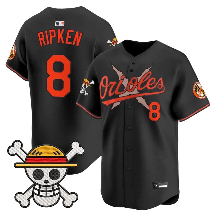 Men's Baltimore Orioles x One Piece Vapor Premier Limited Jersey BLACK#8 CAL RIPKEN