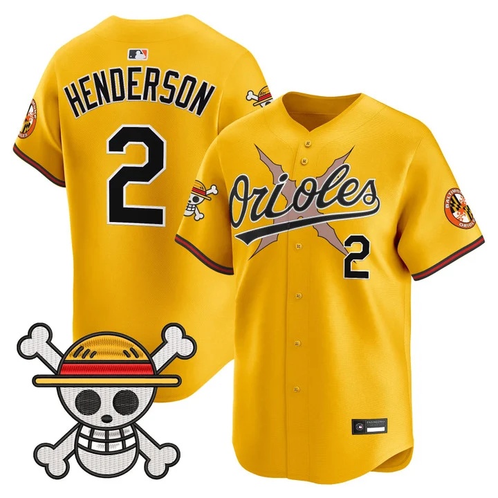 Men's Baltimore Orioles x One Piece Vapor Premier Limited Jersey GOLD#2 GUNNAR HENDERSON