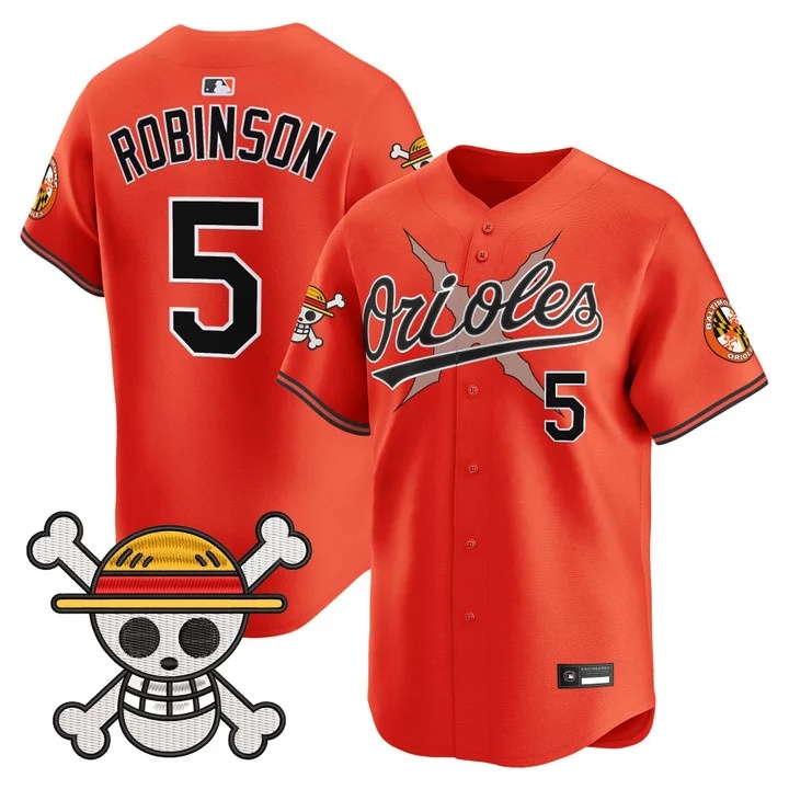 Men's Baltimore Orioles x One Piece Vapor Premier Limited Jersey ORANGE#5 BROOKS ROBINSON