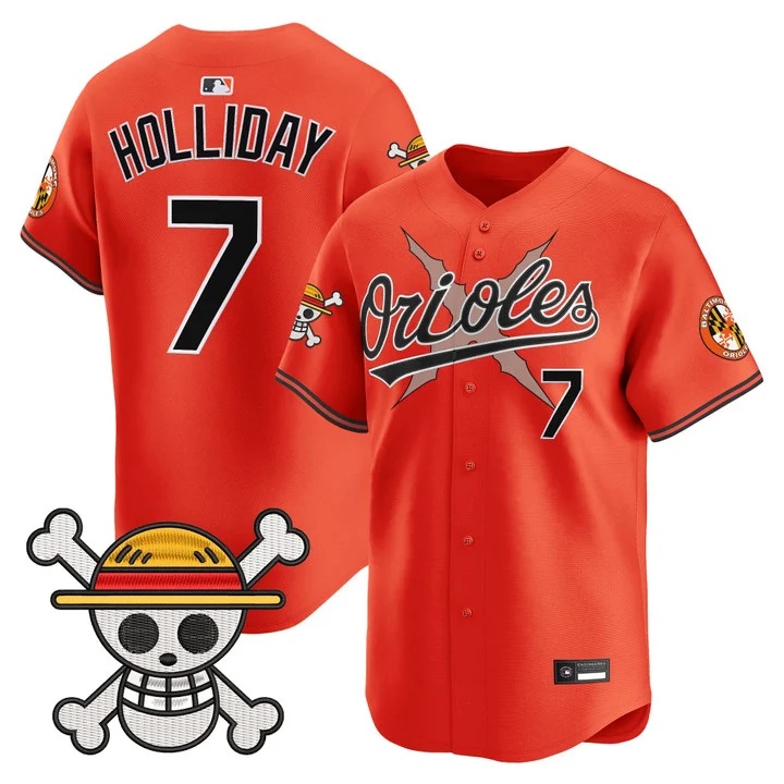 Men's Baltimore Orioles x One Piece Vapor Premier Limited Jersey ORANGE#7 JACKSON HOLLIDAY