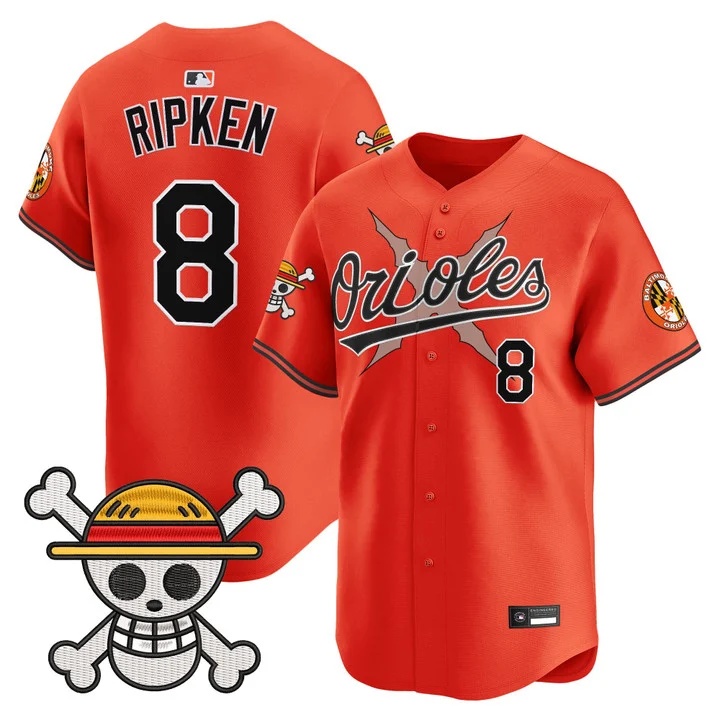 Men's Baltimore Orioles x One Piece Vapor Premier Limited Jersey ORANGE#8 CAL RIPKEN