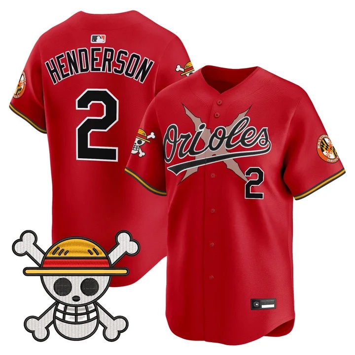 Men's Baltimore Orioles x One Piece Vapor Premier Limited Jersey RED#2 GUNNAR HENDERSON