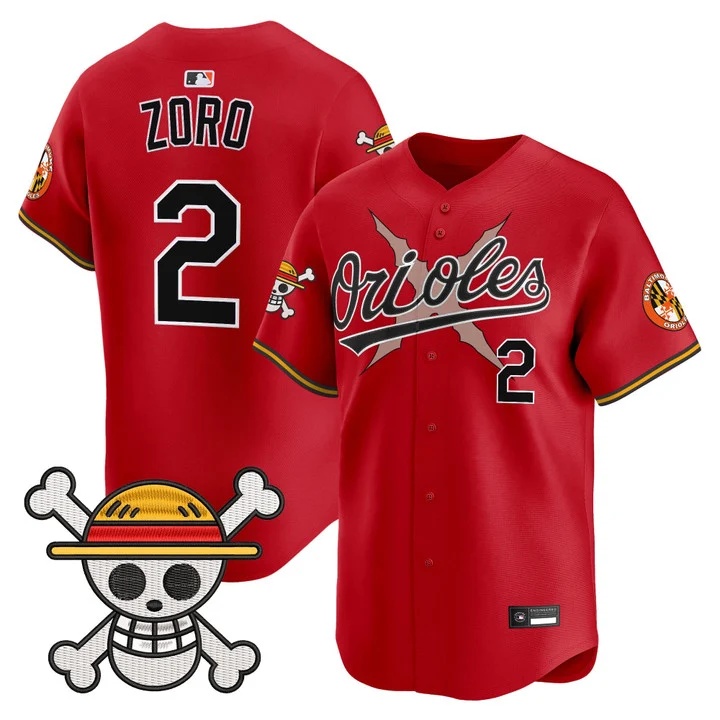 Men's Baltimore Orioles x One Piece Vapor Premier Limited Jersey RED#2 ZORO