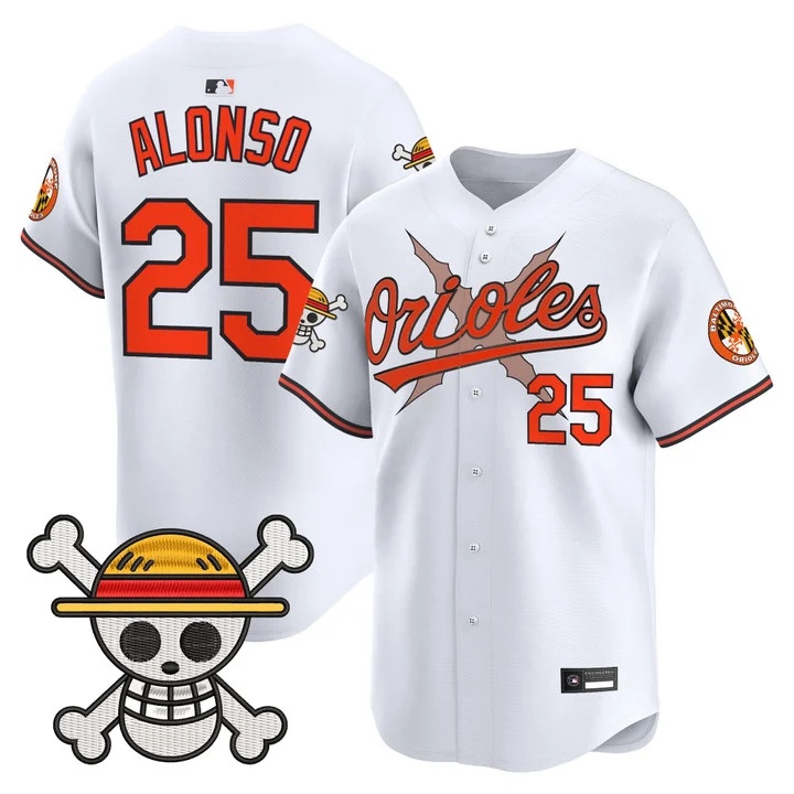 Men's Baltimore Orioles x One Piece Vapor Premier Limited Jersey WHITE#25 PETE ALONSO