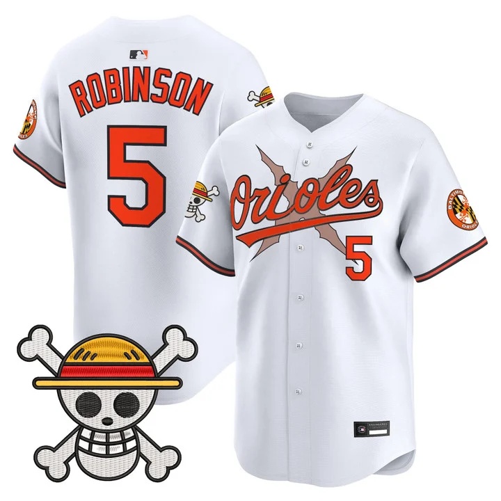 Men's Baltimore Orioles x One Piece Vapor Premier Limited Jersey WHITE#5 BROOKS ROBINSON