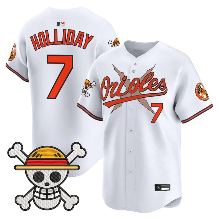 Men's Baltimore Orioles x One Piece Vapor Premier Limited Jersey WHITE#7 JACKSON HOLLIDAY