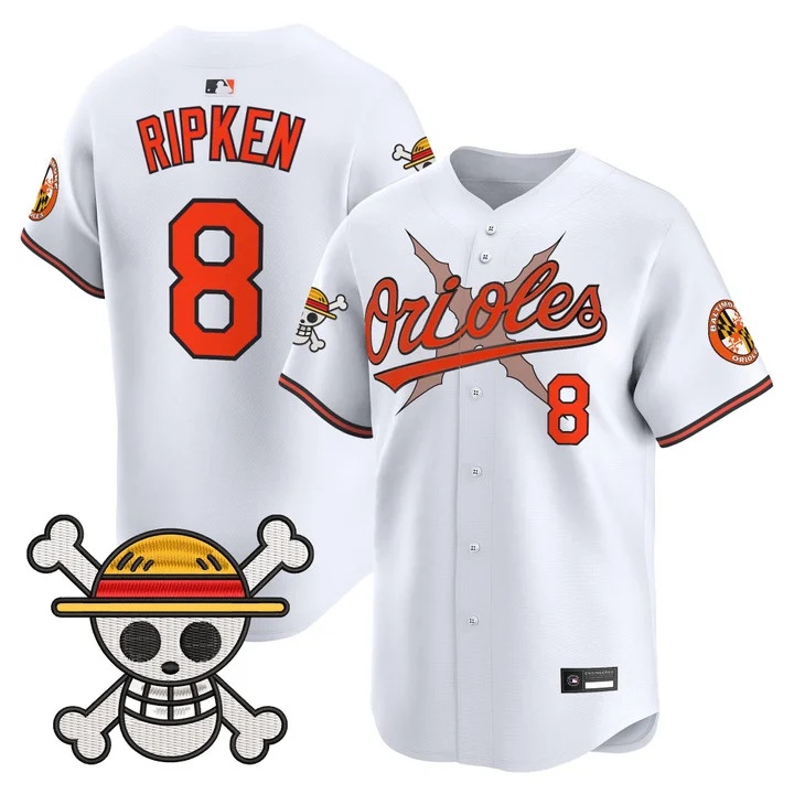 Men's Baltimore Orioles x One Piece Vapor Premier Limited Jersey WHITE#8 CAL RIPKEN