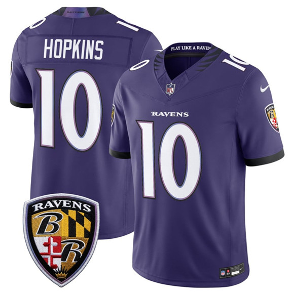 Men's Baltimore Ravens #10 DeAndre Hopkins Purple 2026 F.U.S.E Vapor Limited Football Stitched Jersey