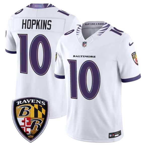 Men's Baltimore Ravens #10 DeAndre Hopkins White 2026 F.U.S.E. Vapor Limited Football Stitched Jersey