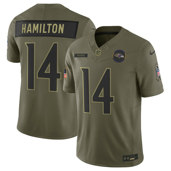 Men's Baltimore Ravens #14 Kyle Hamilton Olive 2025 F.U.S.E. Salute to Service Limited Football Stitched Jersey