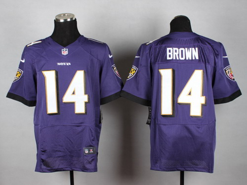 Men's Baltimore Ravens #14 Marlon Brown 2013 Purple Nik Elite Stitched Jersey