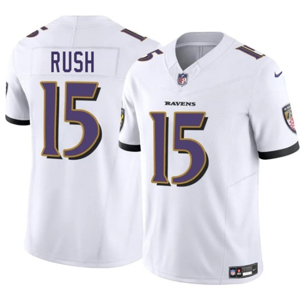 Men's Baltimore Ravens #15 Cooper Rush White 2025 F.U.S.E. Vapor Limited Football Jersey