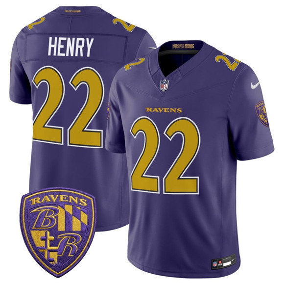 Men's Baltimore Ravens #22 Derrick Henry Purple 2026 F.U.S.E. Alternate Vapor Limited Football Stitched Jersey