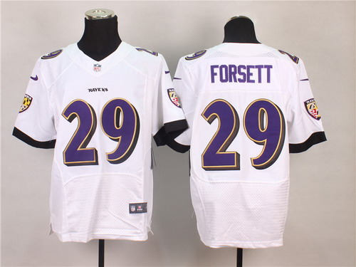 Men's Baltimore Ravens #29 Justin Forsett 2013 White Nik Elite Stitched Jersey