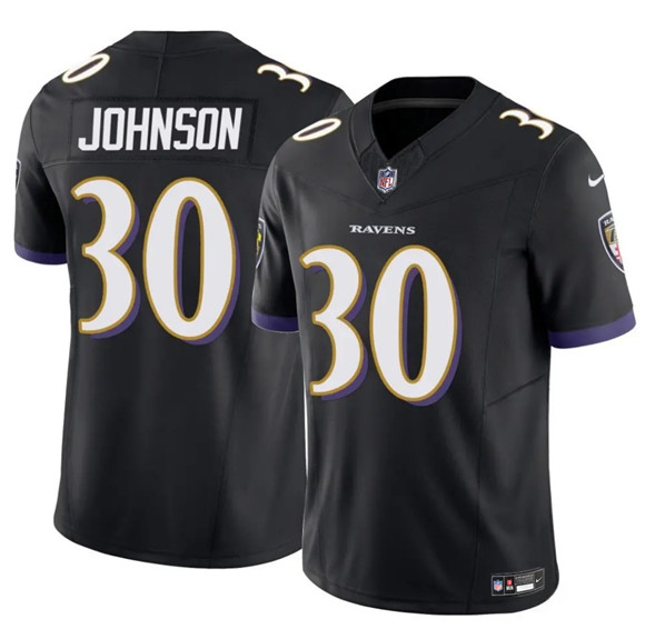Men's Baltimore Ravens #30 D'Ernest Johnson Black 2025 F.U.S.E Vapor Limited Football Jersey