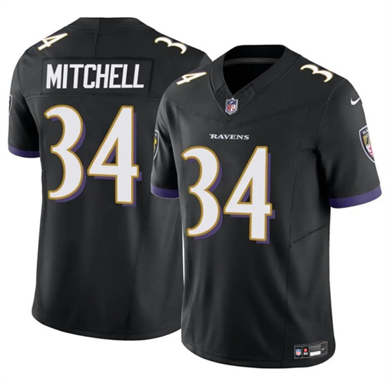 Men's Baltimore Ravens #34 Keaton Mitchell Black 2025 F.U.S.E. Vapor Limited Football Jersey