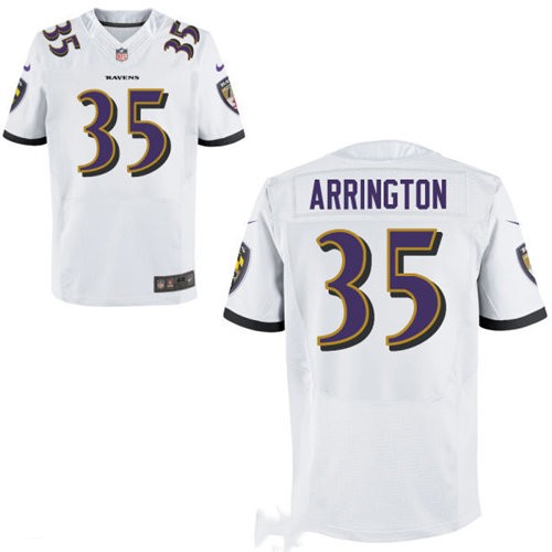 Men's Baltimore Ravens #35 Kyle Arrington White Road NFL Nike Elite Jersey