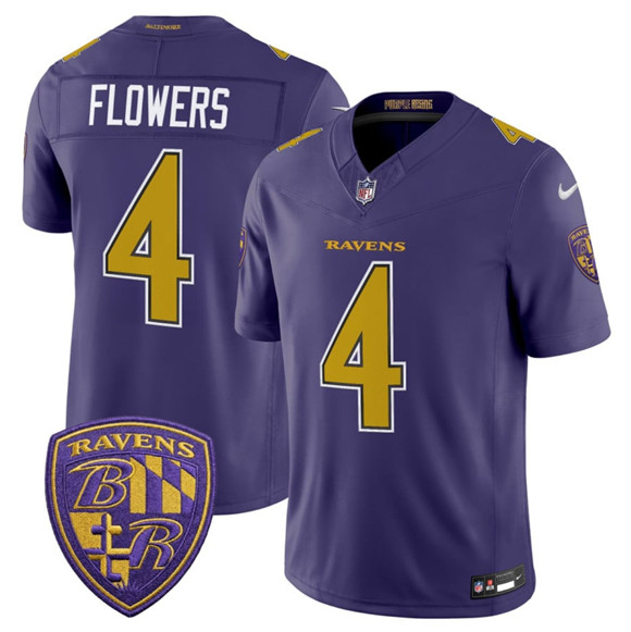 Men's Baltimore Ravens #4 Zay Flowers Purple 2026 F.U.S.E. Alternate Vapor Limited Football Stitched Jersey