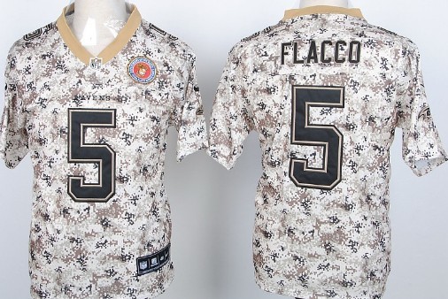 Men's Baltimore Ravens #5 Joe Flacco 2013 Nik USMC Camo Elite Jersey