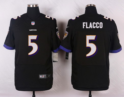 Men's Baltimore Ravens #5 Joe Flacco Black Nik Elite Stitched Jersey