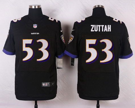 Men's Baltimore Ravens #53 Jeremy Zuttah Black Alternate NFL Nike Elite Jersey