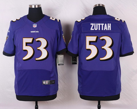 Men's Baltimore Ravens #53 Jeremy Zuttah Purple Team Color NFL Nike Elite Jersey