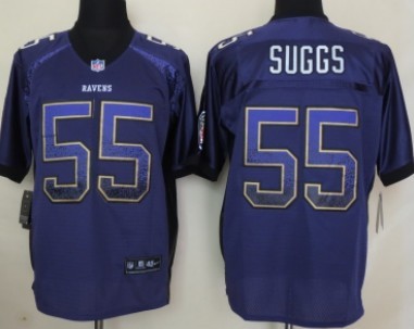 Men's Baltimore Ravens #55 Terrell Suggs 2013 Nik Drift Fashion Purple Elite Jersey
