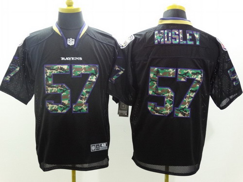Men's Baltimore Ravens #57 C.J. Mosley Black With Camo Nik Elite Stitched Jersey
