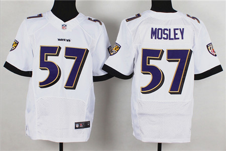 Men's Baltimore Ravens #57 C.J. Mosley White 2013 Nik Elite Stitched Jersey