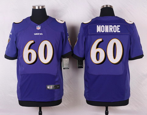 Men's Baltimore Ravens #60 Eugene Monroe Purple Team Color NFL Nike Elite Jersey