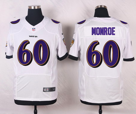 Men's Baltimore Ravens #60 Eugene Monroe White Road NFL Nike Elite Jersey