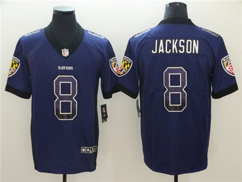 Men's Baltimore Ravens #8 Lamar Jackson Nike Drift Fashion Color Rush Limited Jersey