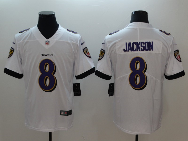 Men's Baltimore Ravens #8 Lamar Jackson Nike White Player Limited Football Jersey