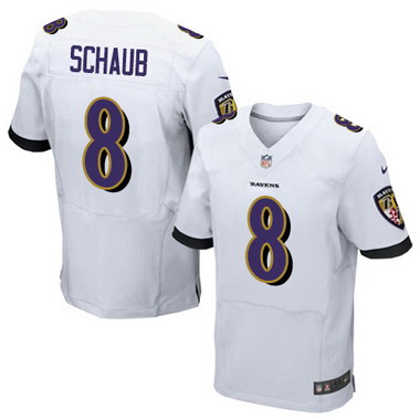 Men's Baltimore Ravens #8 Matt Schaub White Road NFL Nike Elite Jerse