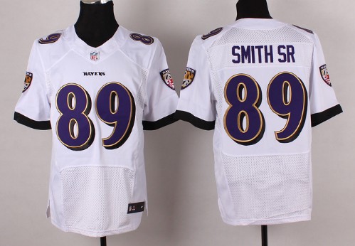 Men's Baltimore Ravens #89 Steve Smith Sr White 2013 Nik Elite Stitched Jersey