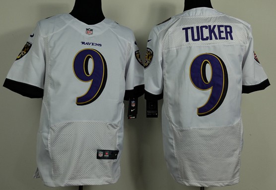 Men's Baltimore Ravens #9 Justin Tucker White 2013 Nik Elite Jersey