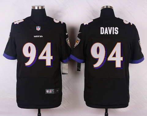 Men's Baltimore Ravens #94 Carl Davis Black Alternate NFL Nike Elite Stitched Jersey