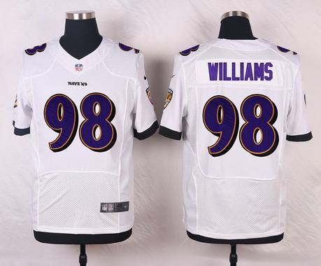 Men's Baltimore Ravens #98 Brandon Williams White Road NFL Nike Elite Stitched Jersey