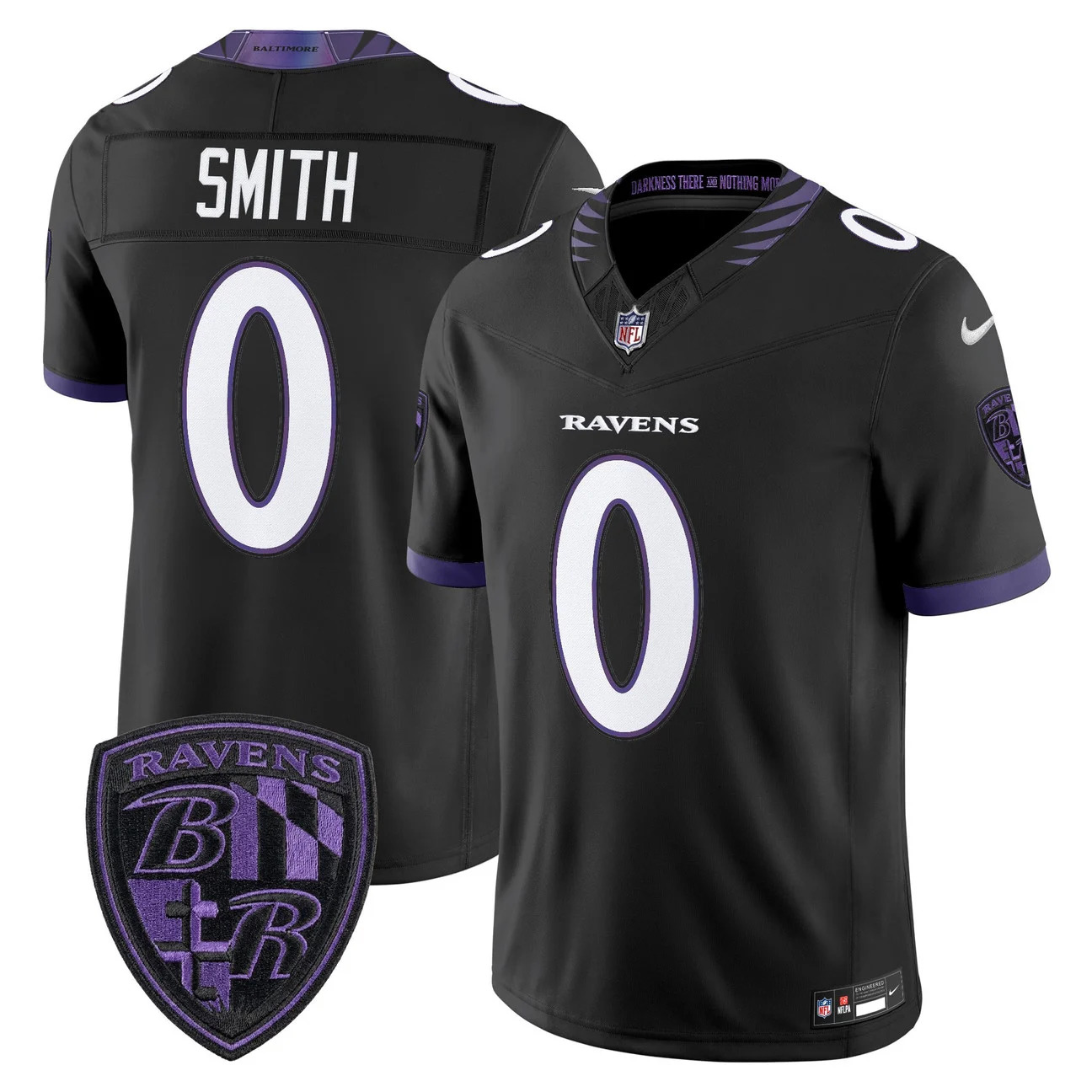 Men's Baltimore Ravens 2026 Vapor Limited Jersey BLACK #0 ROQUAN SMITH
