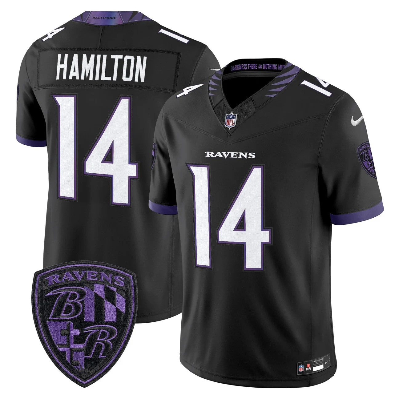 Men's Baltimore Ravens 2026 Vapor Limited Jersey BLACK #14 KYLE HAMILTON