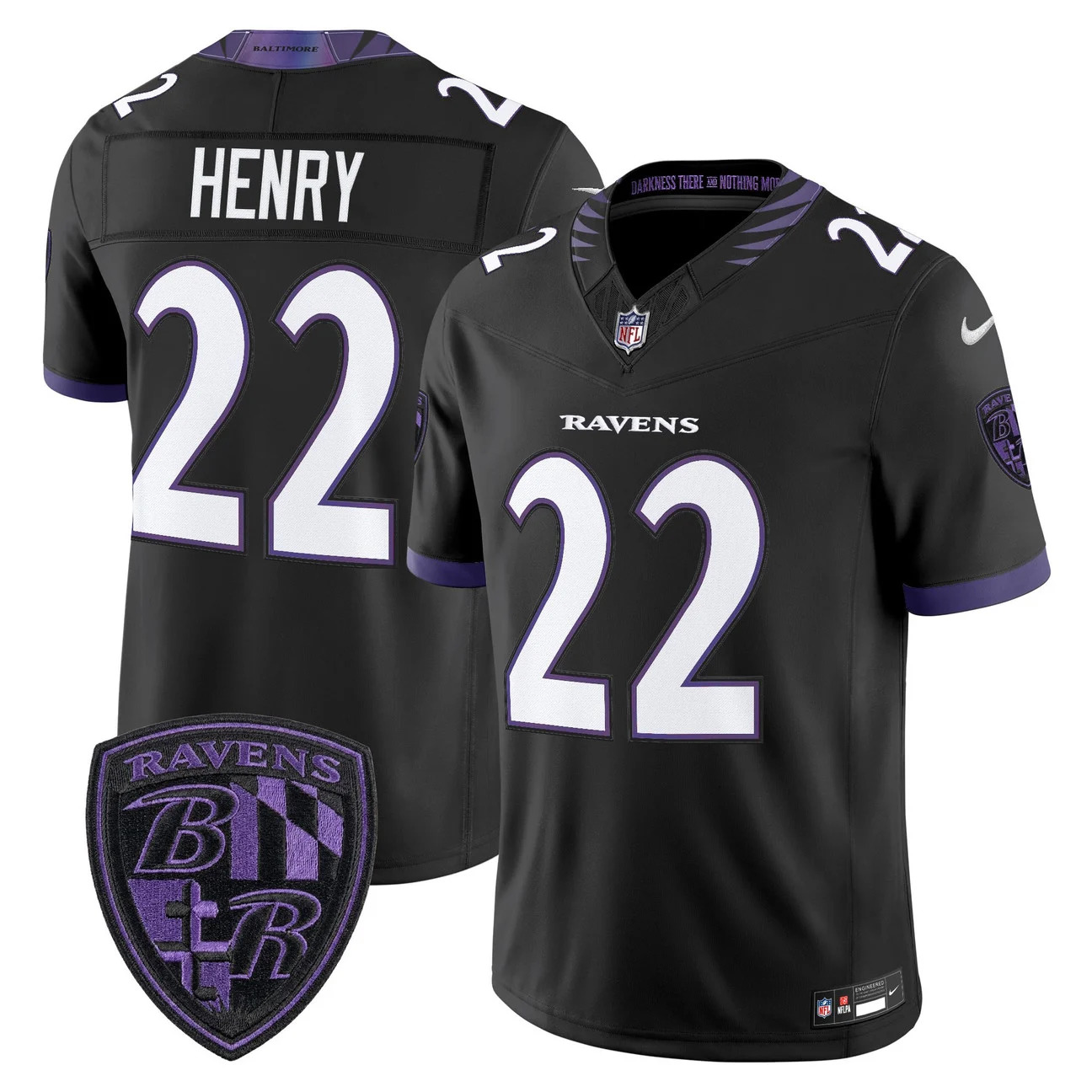 Men's Baltimore Ravens 2026 Vapor Limited Jersey BLACK #22 DERRICK HENRY 