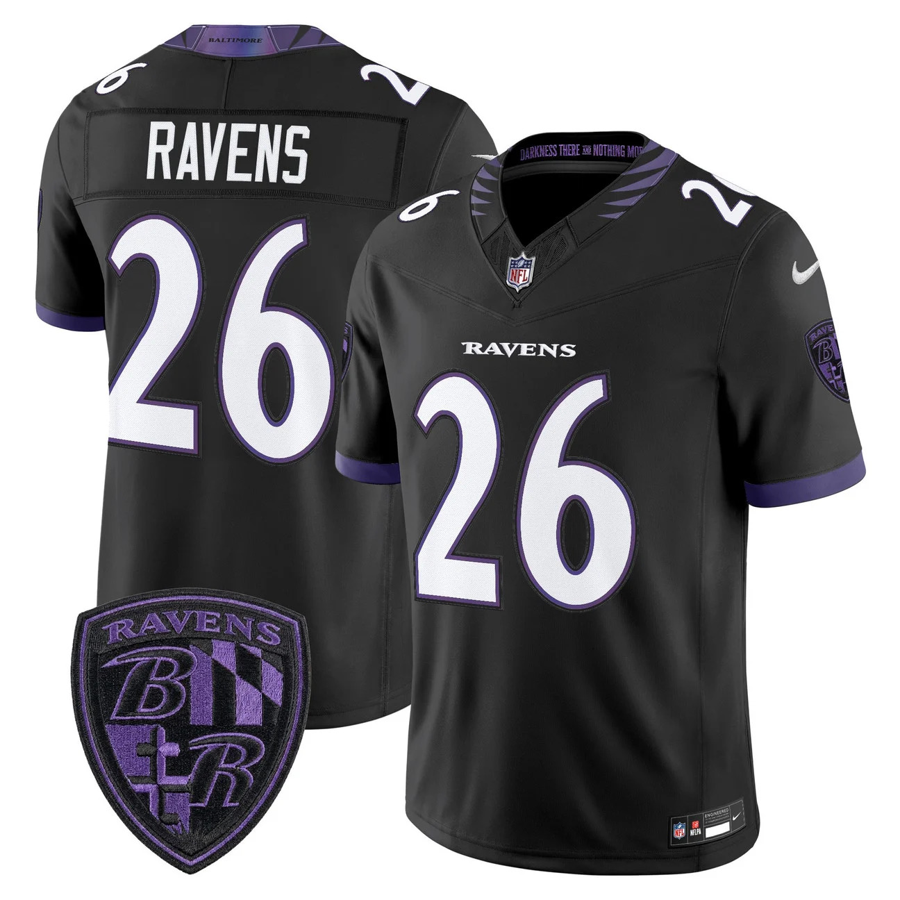 Men's Baltimore Ravens 2026 Vapor Limited Jersey BLACK #26 RAVENS