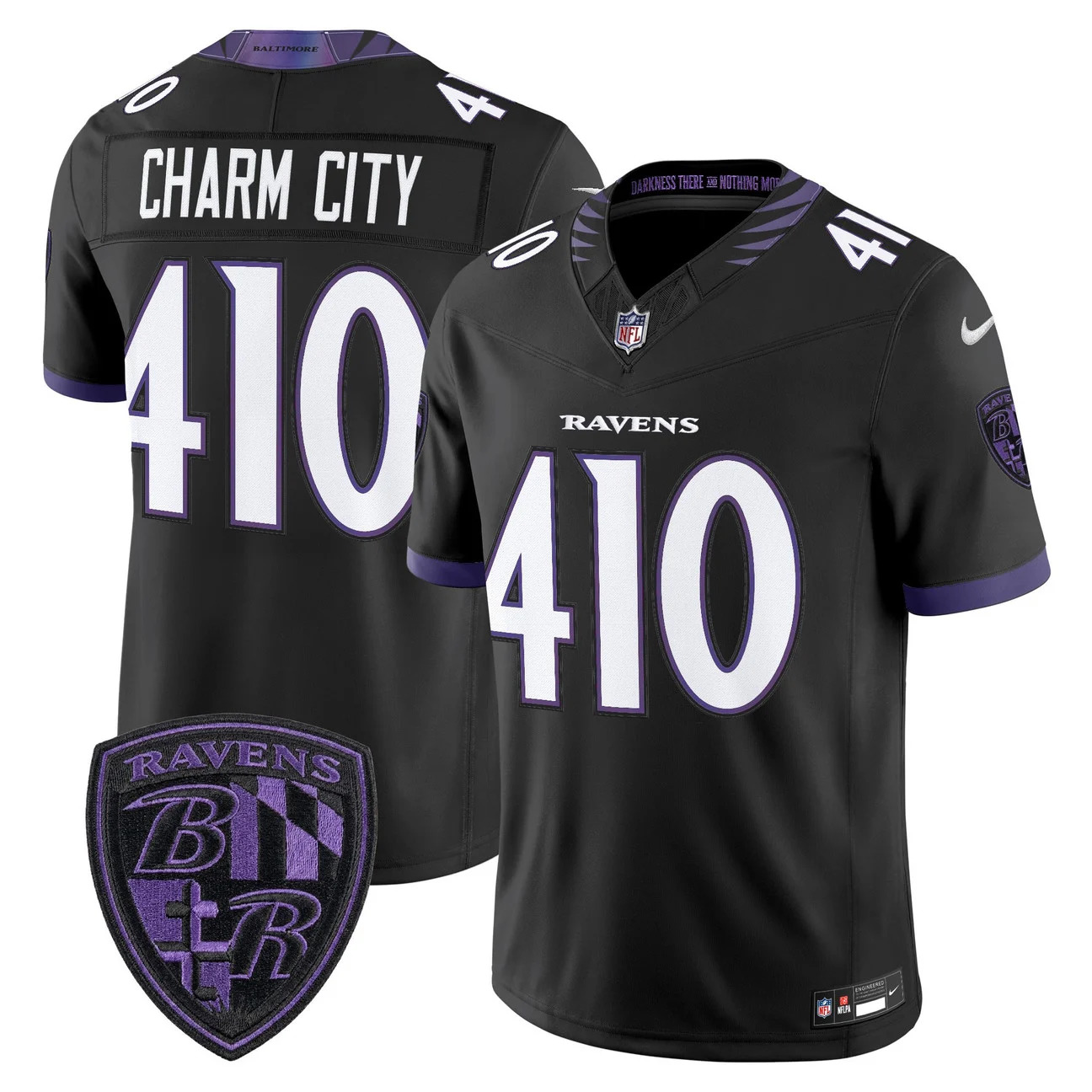 Men's Baltimore Ravens 2026 Vapor Limited Jersey BLACK #410 CHARM CITY