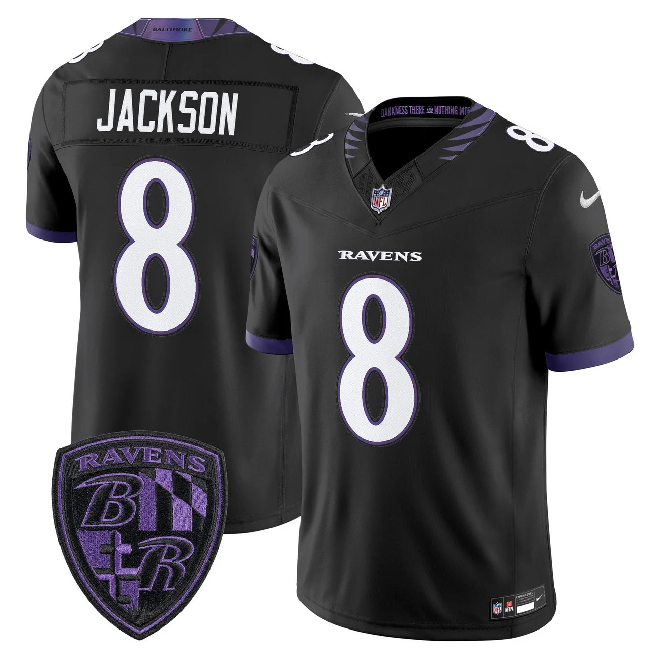 Men's Baltimore Ravens 2026 Vapor Limited Jersey BLACK #8 LAMAR JACKSON