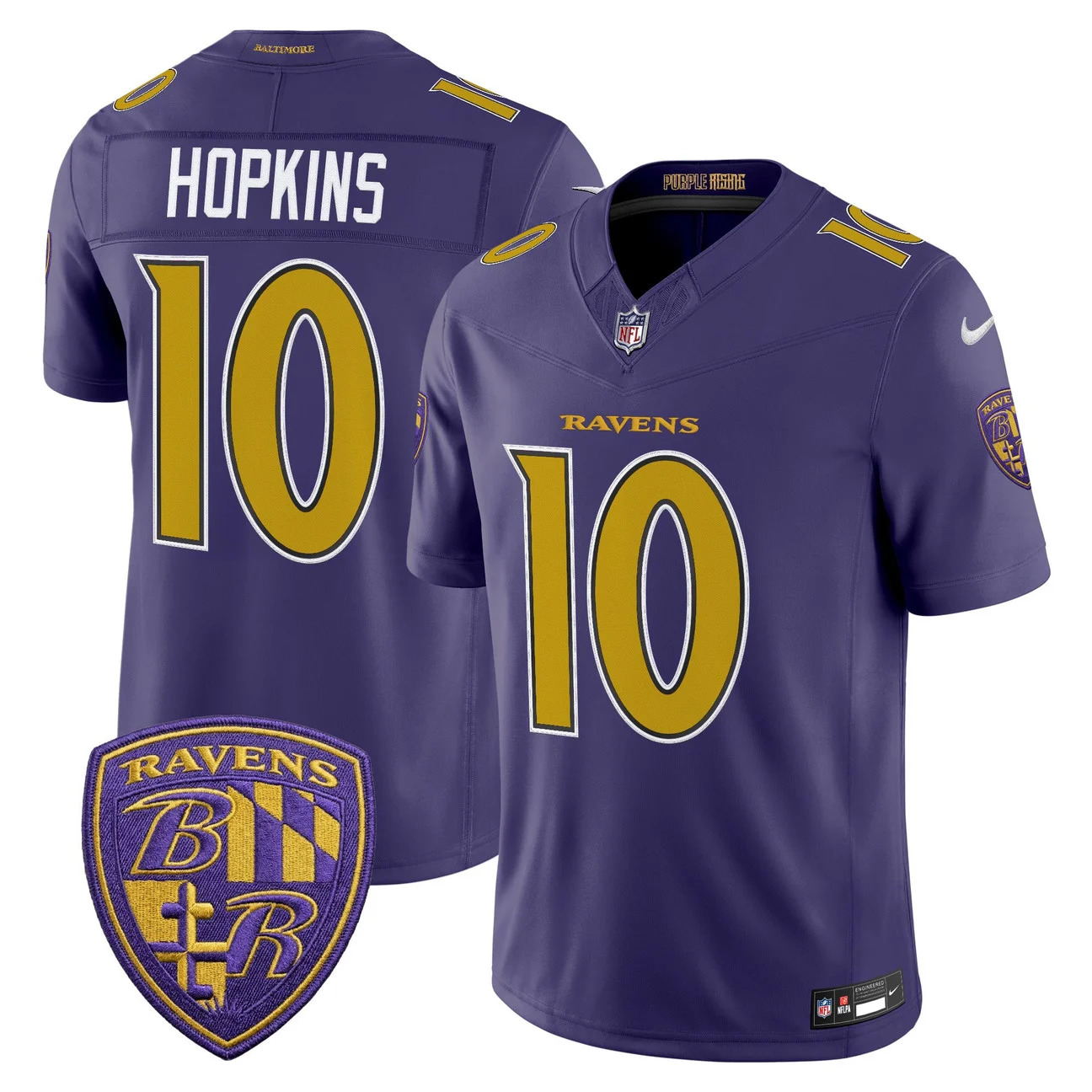 Men's Baltimore Ravens 2026 Vapor Limited Jersey PURPLE #10 DEANDRE HOPKINS