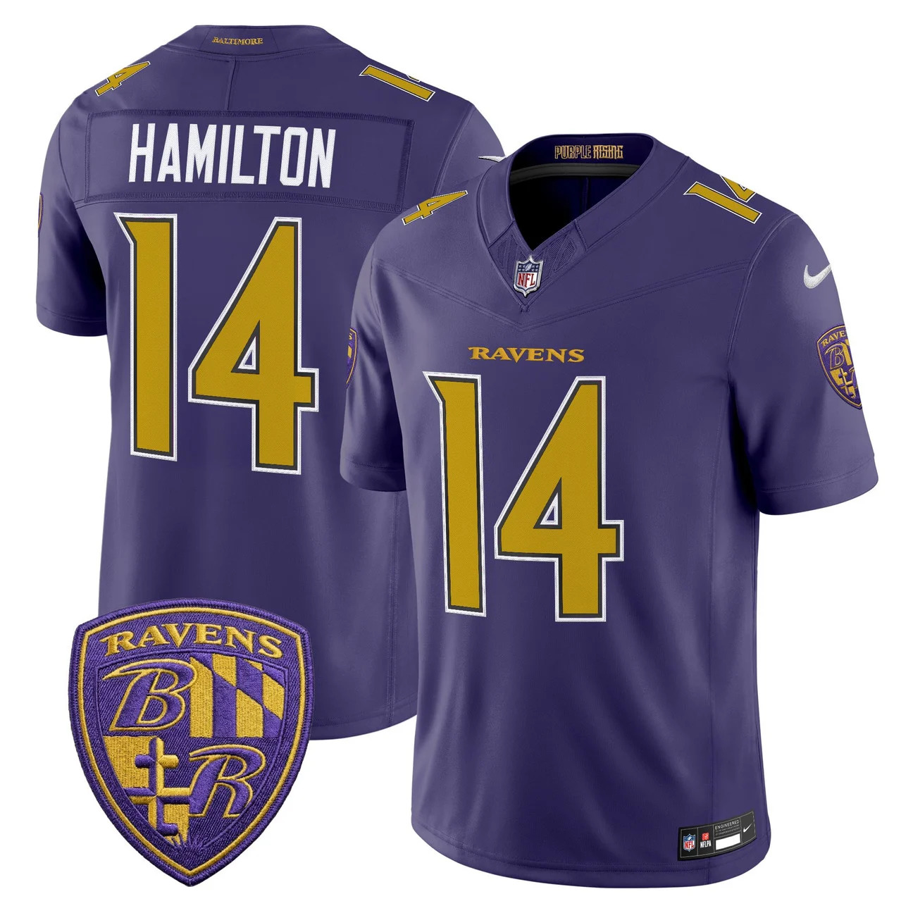 Men's Baltimore Ravens 2026 Vapor Limited Jersey PURPLE #14 KYLE HAMILTON