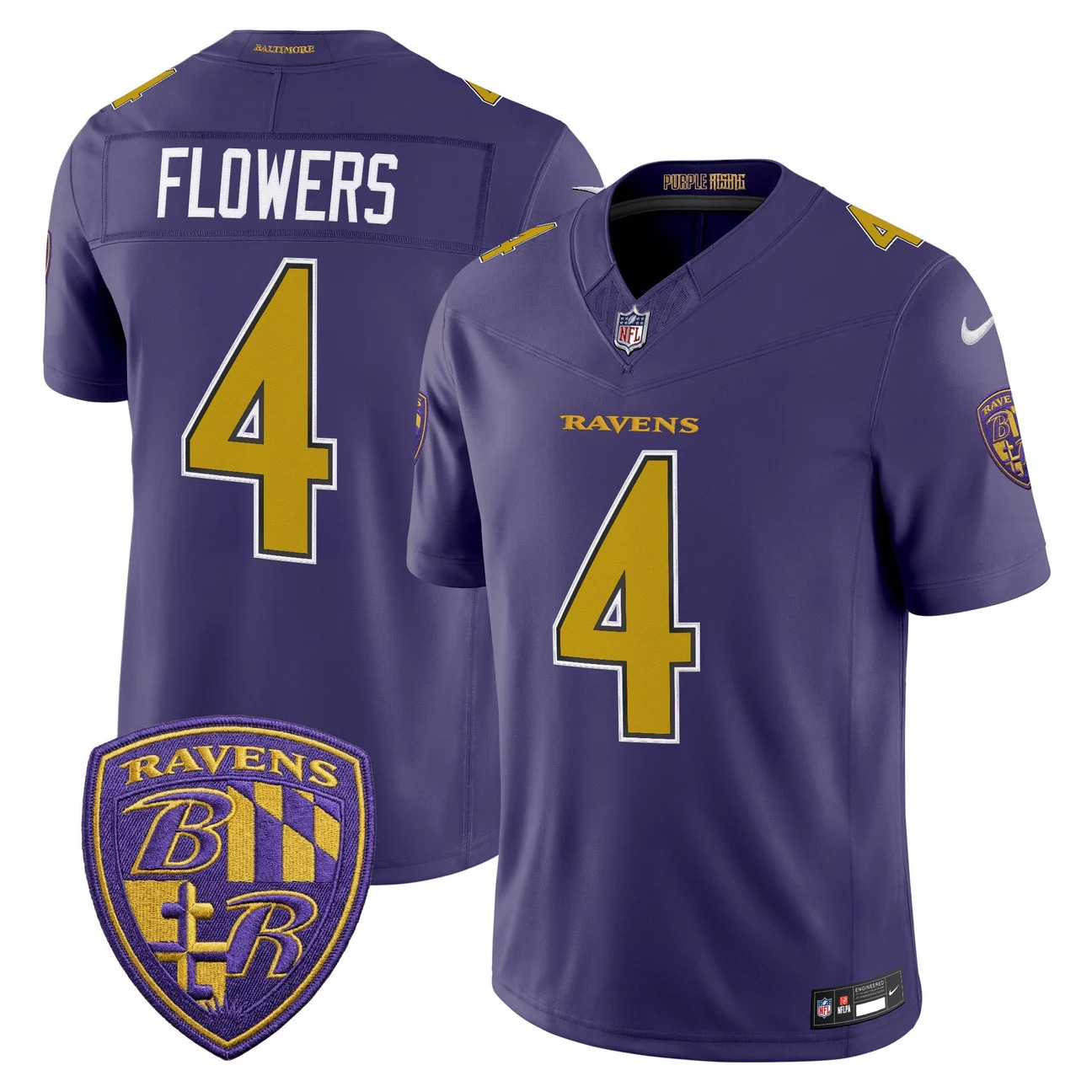 Men's Baltimore Ravens 2026 Vapor Limited Jersey PURPLE #4 ZAY FLOWERS