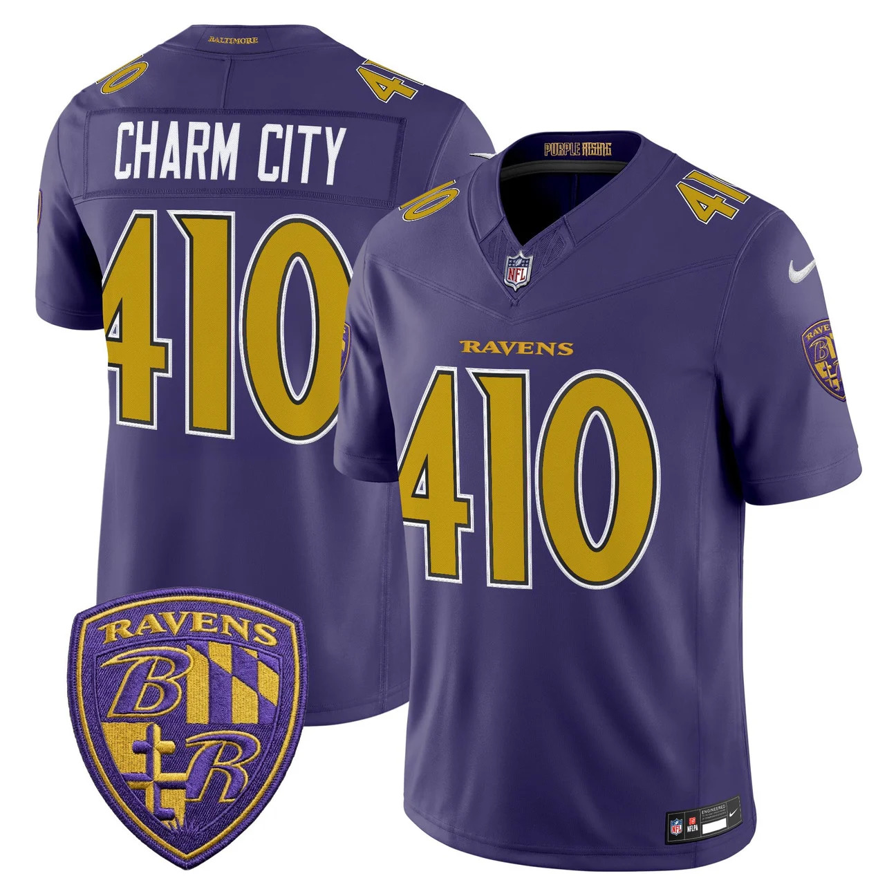 Men's Baltimore Ravens 2026 Vapor Limited Jersey PURPLE #410 CHARM CITY
